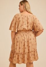 Plus Size Floral Flutter Textured Skater Dress, , small