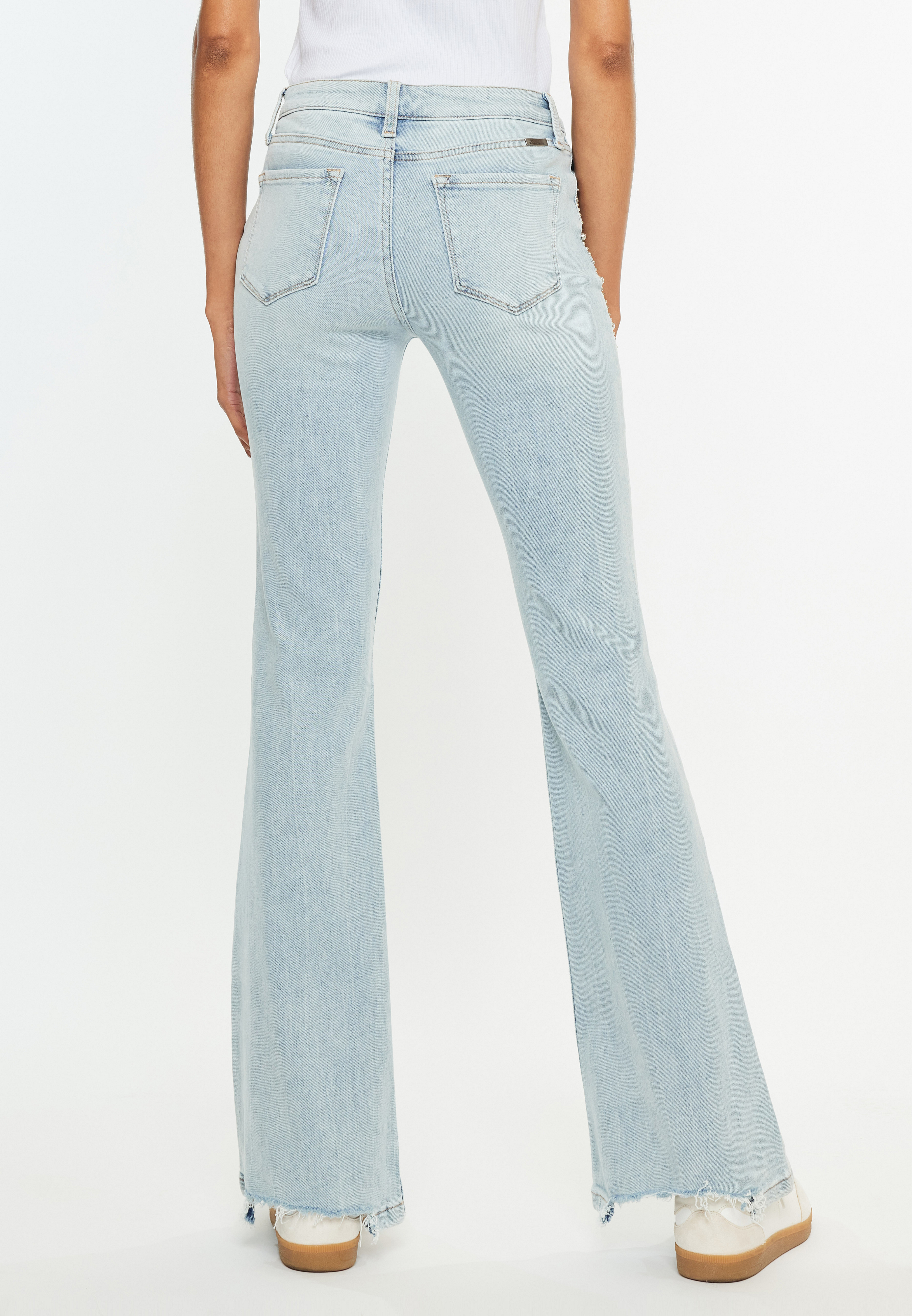 KanCan&trade; Studded Mid Rise Flare Jean, C2806, large