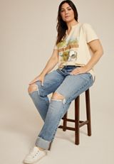 Plus Size Peanuts Snoopy Sunflower Classic Fit Graphic Tee, , small