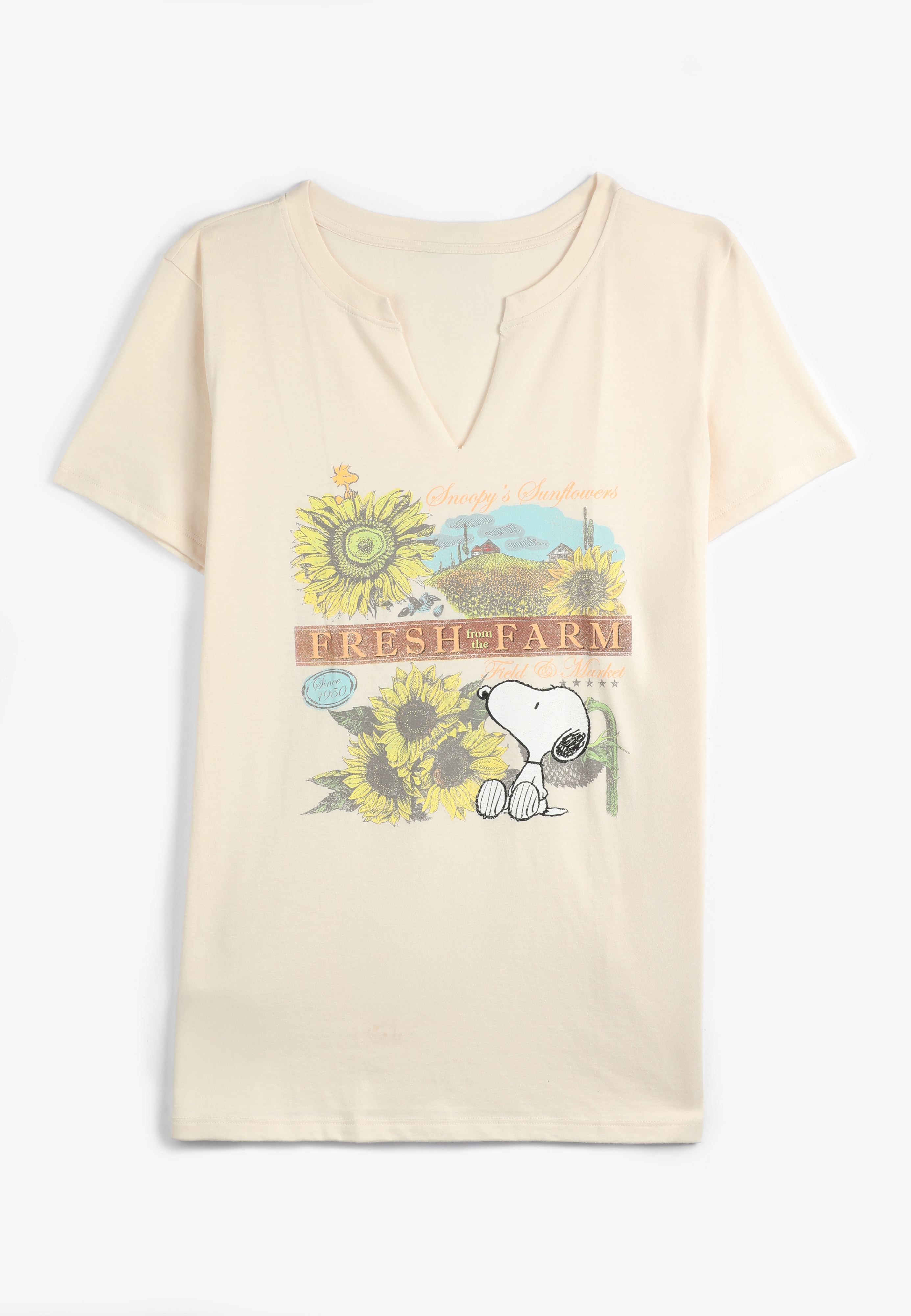 Plus Size Peanuts Snoopy Sunflower Classic Fit Graphic Tee, , large
