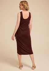 24/7 Bare Wrap Waist Midi Dress, BROWN RUM, small