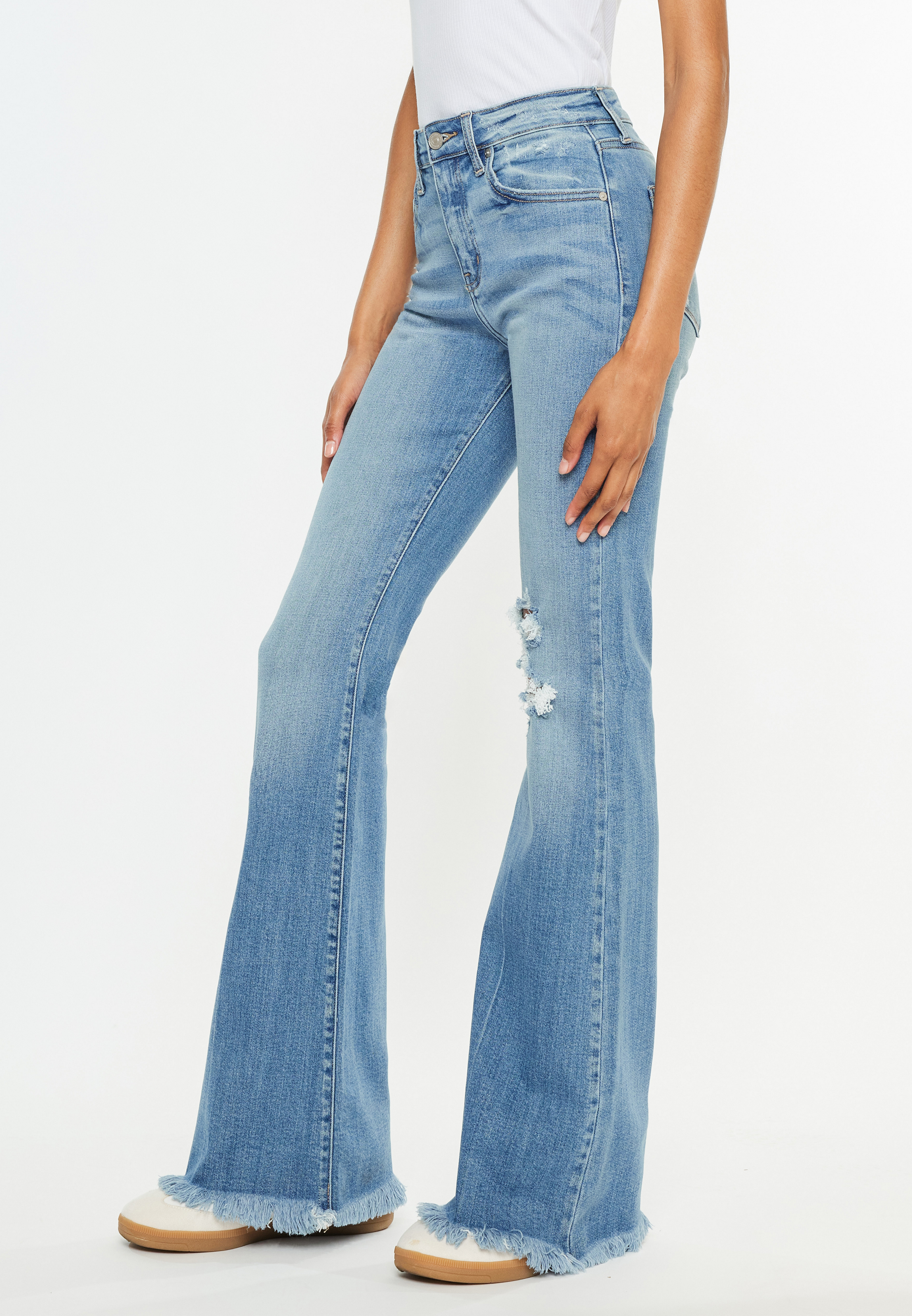 KanCan&trade;High Rise Open Ripped Flare Jean, C3337, large