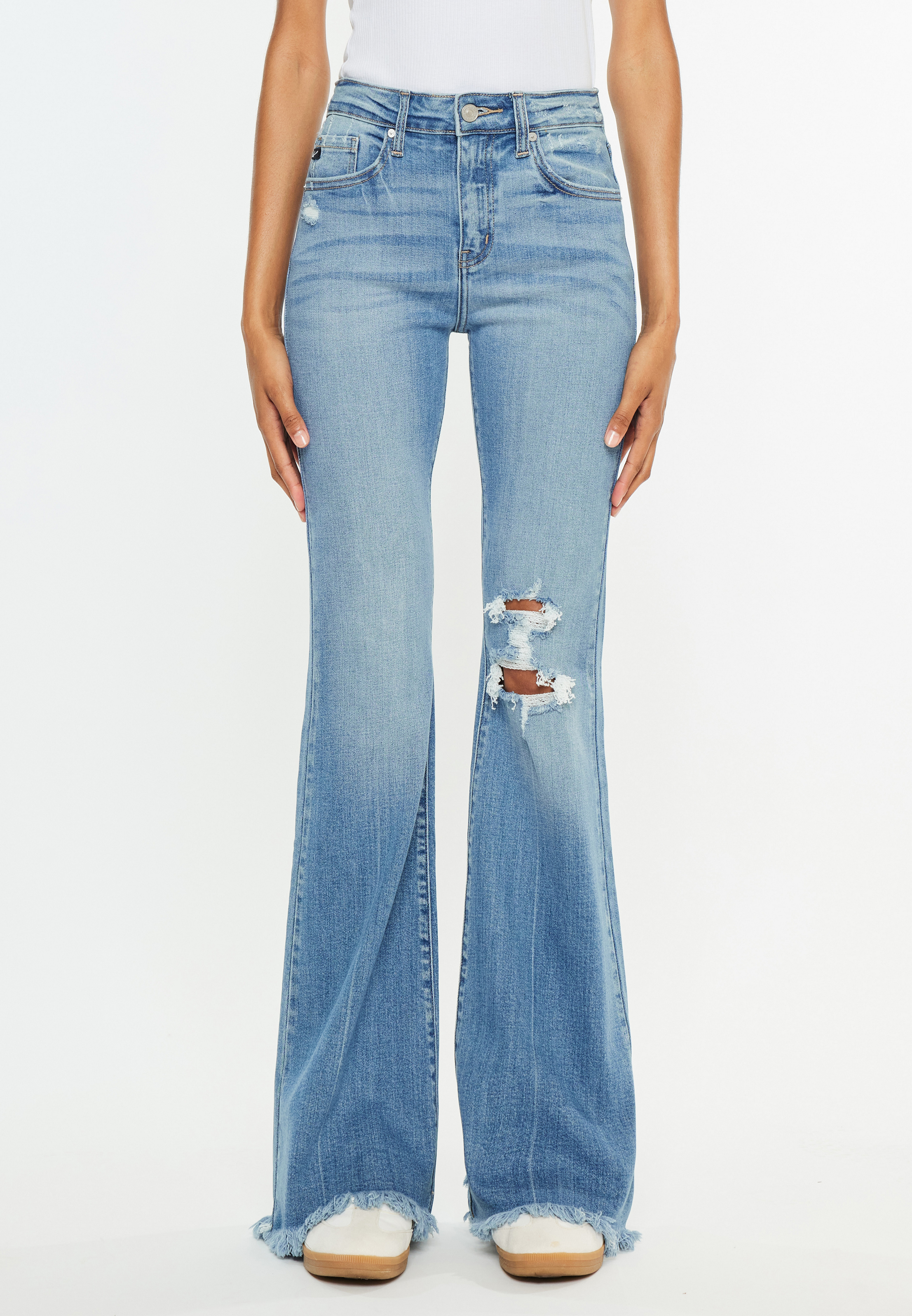 KanCan&trade;High Rise Open Ripped Flare Jean, C3337, large