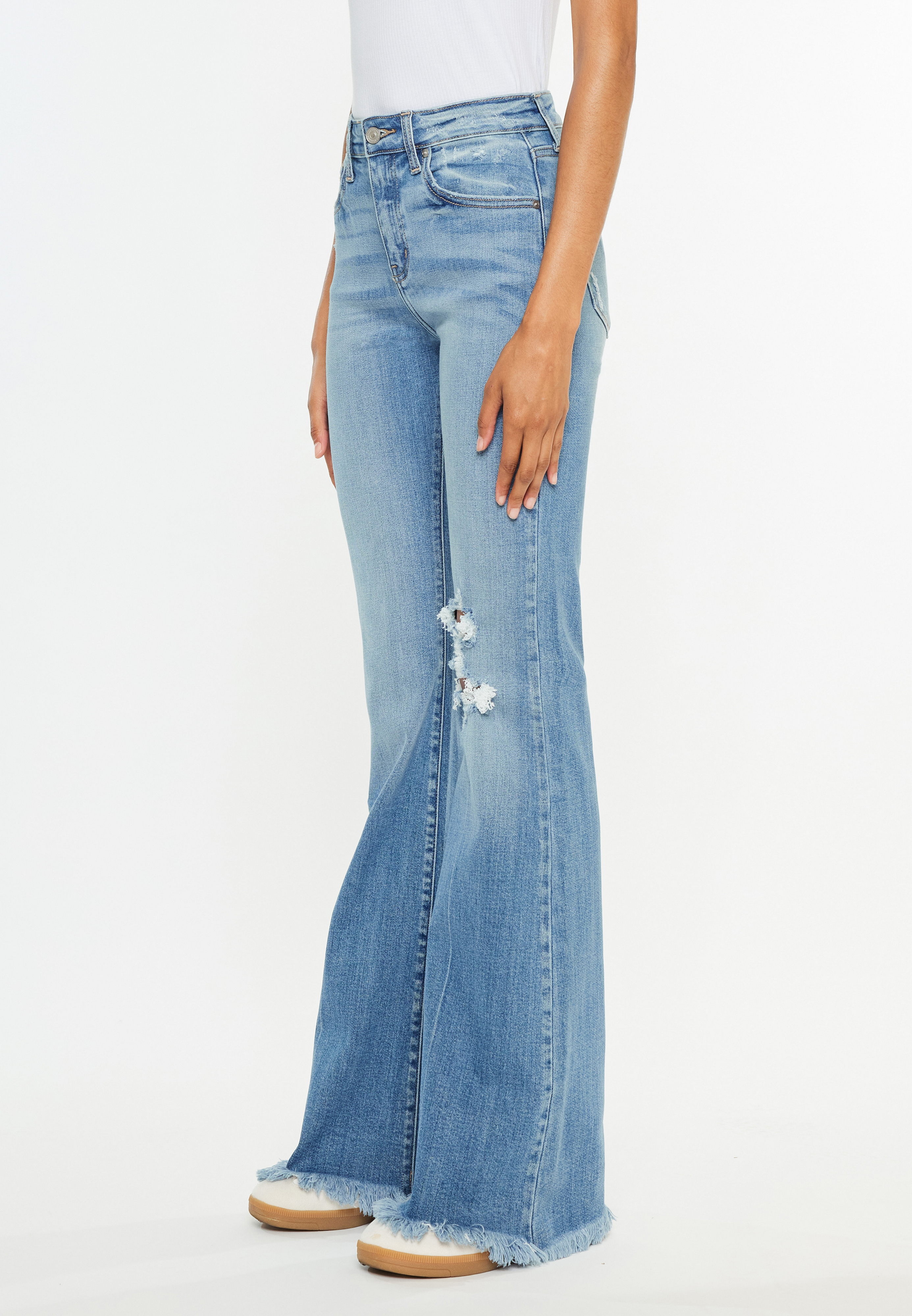 KanCan&trade;High Rise Open Ripped Flare Jean, C3337, large