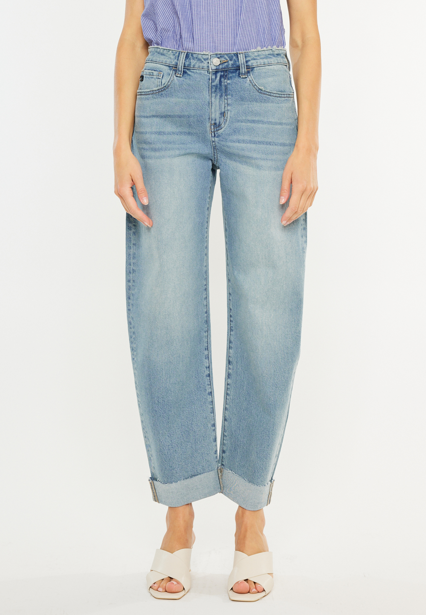 KanCan&trade; High Rise Raw Cuff Barrel Jean, C2806, large