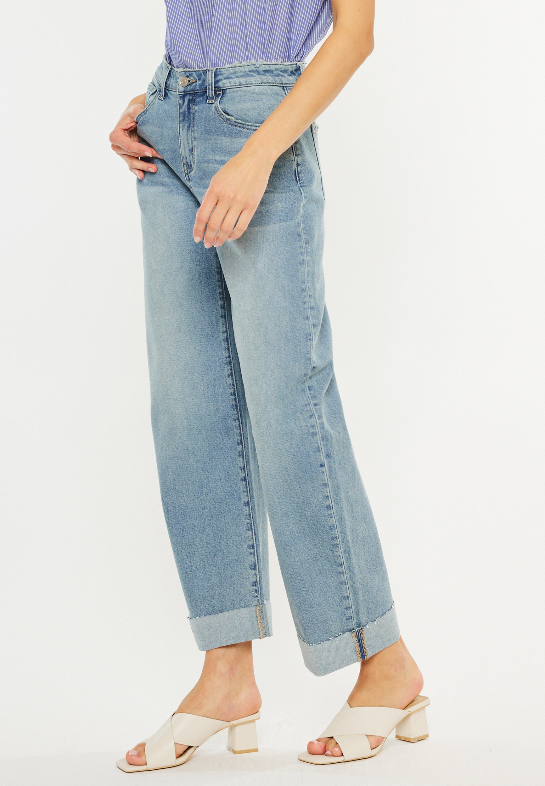 KanCan&trade; High Rise Raw Cuff Barrel Jean, C2806, large