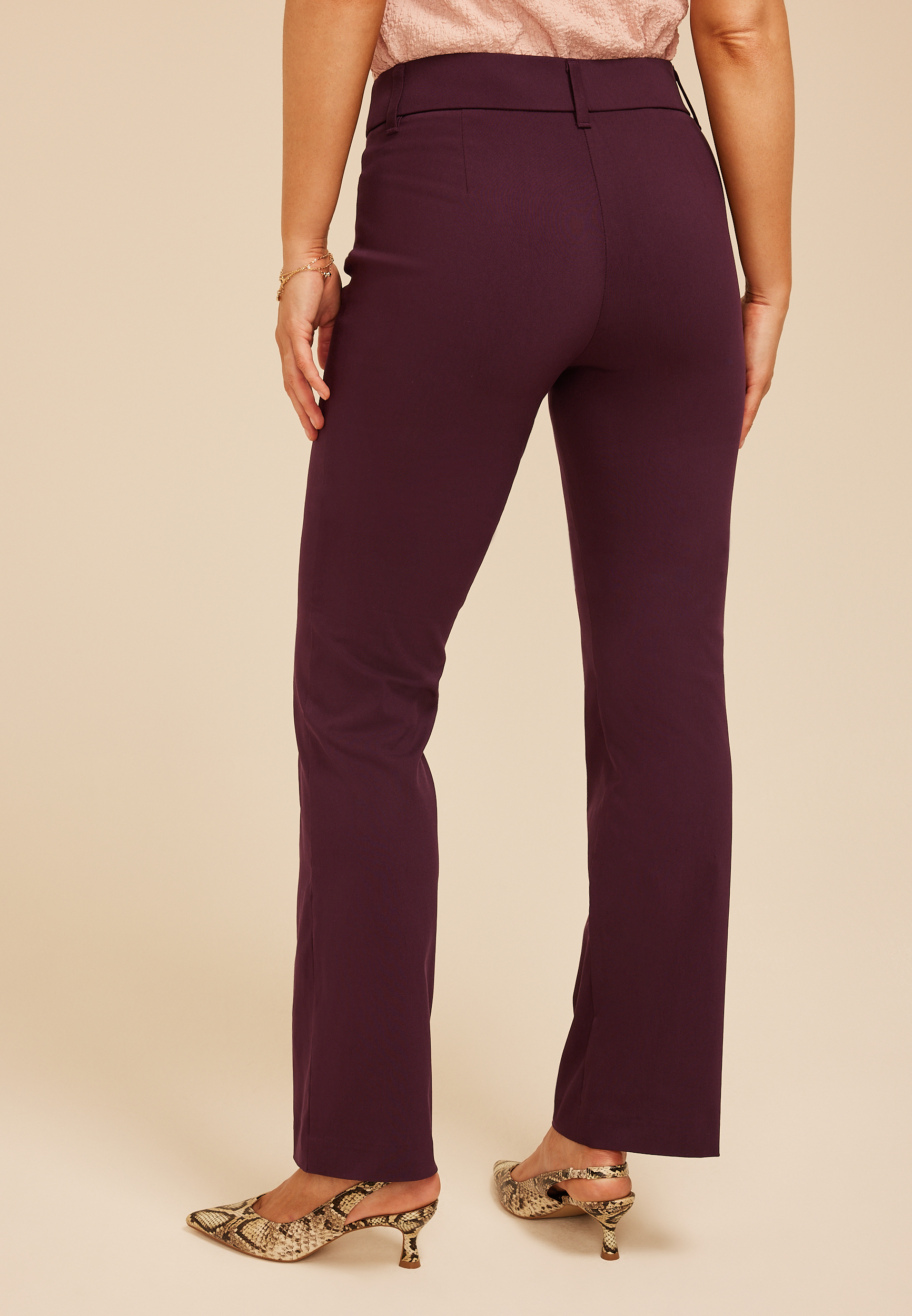 Burgundy Bengaline Mid Rise Bootcut Pant, C9149, large