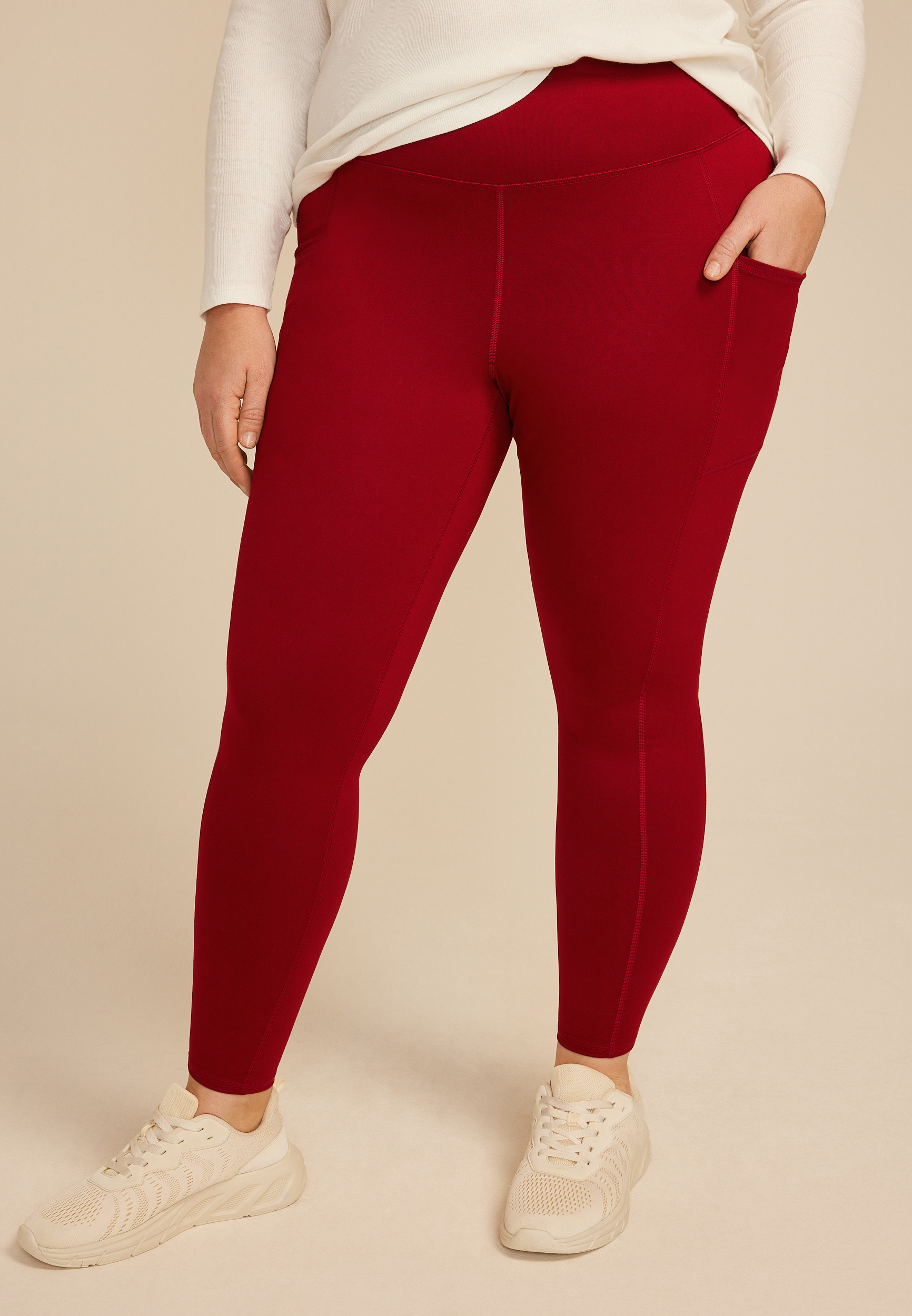 Plus Super High Rise Pocket Luxe Legging, REBEL RED, large