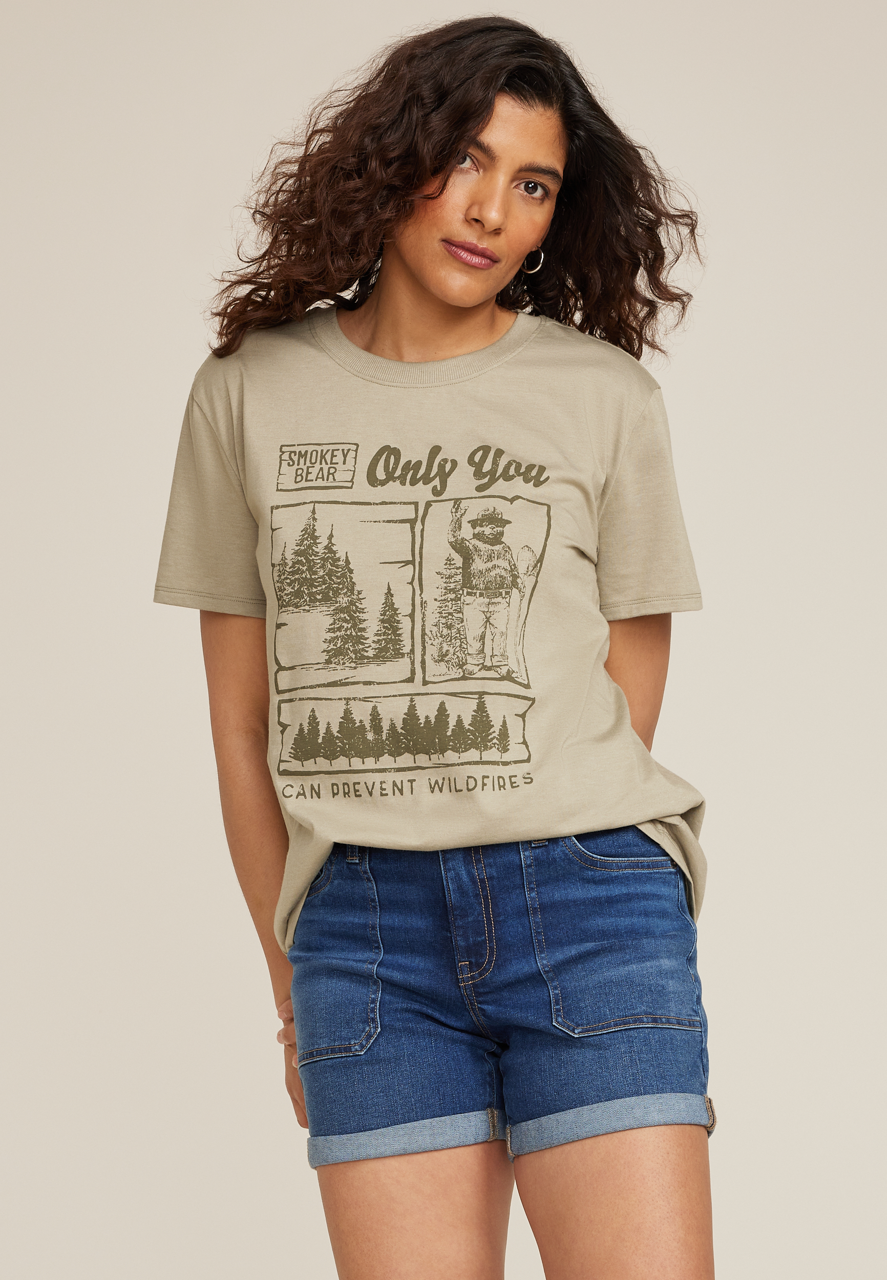Smokey Bear Oversized Fit Graphic Tee