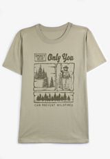Smokey Bear Oversized Fit Graphic Tee, OLIVE, small