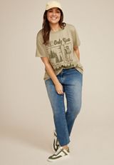 Plus Size Smokey Bear Oversized Fit Graphic Tee, OLIVE, small
