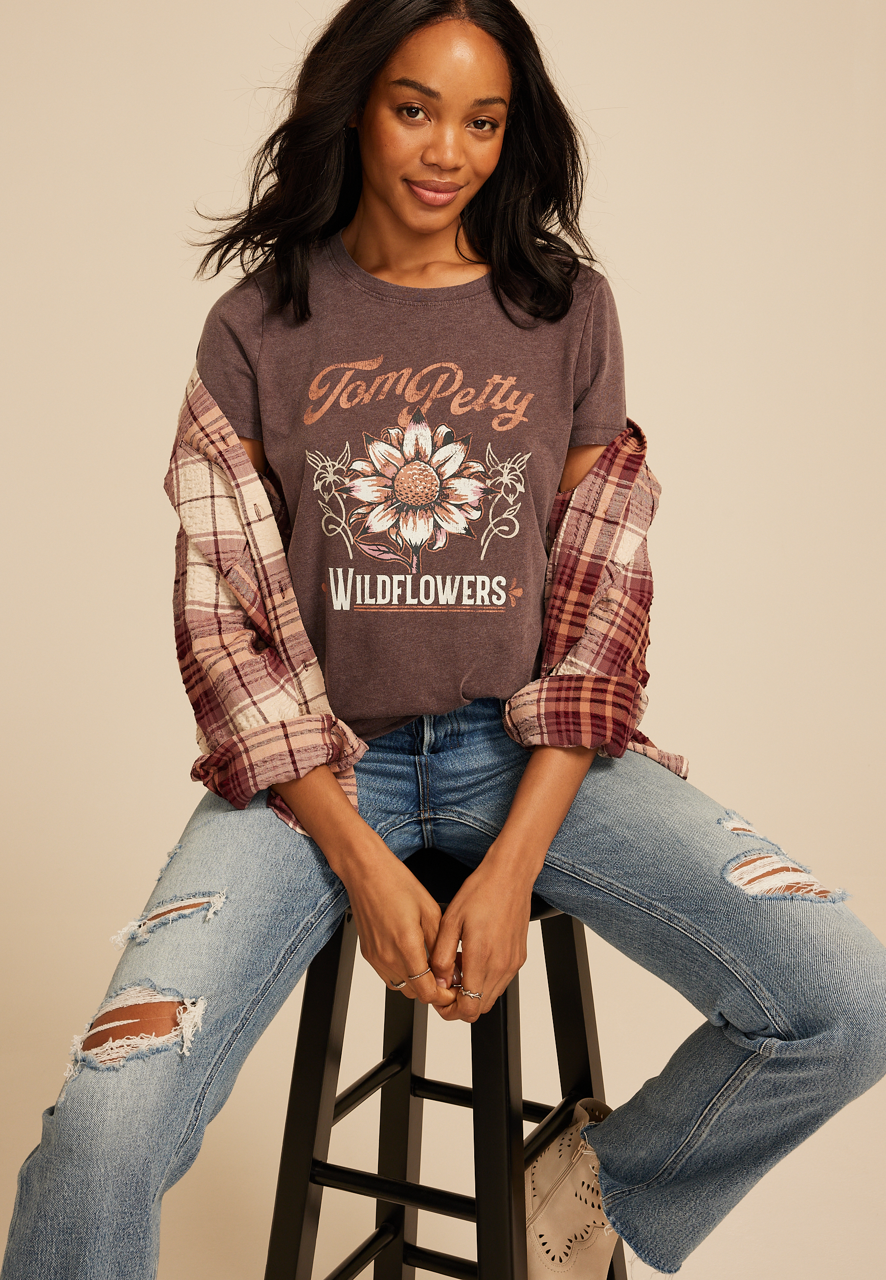 Tom Petty Classic Fit Graphic Tee, BROWN, large
