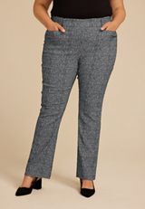 Plus Size Bengaline Tweed Mid Rise Bootcut Pant, BLACK COMBO, small