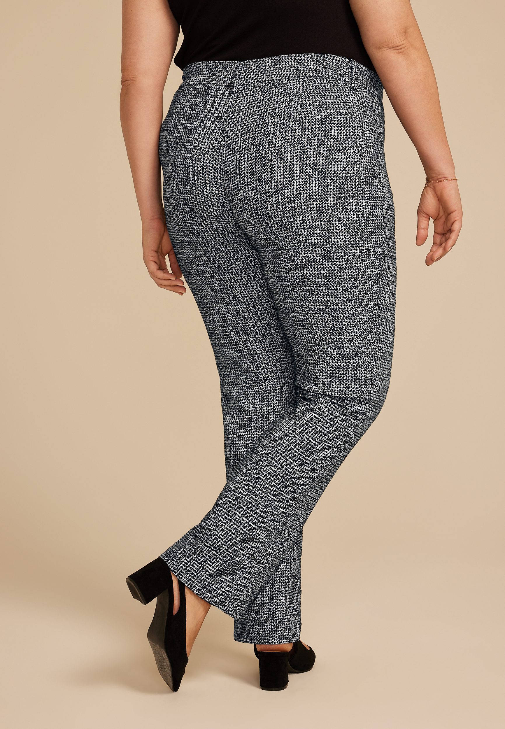 Plus Size Bengaline Tweed Mid Rise Bootcut Pant, BLACK COMBO, large