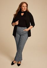 Plus Size Bengaline Tweed Mid Rise Bootcut Pant, BLACK COMBO, small