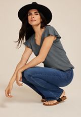 Textured Flutter Sleeve Tee, C9874, small