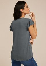 Textured Flutter Sleeve Tee, C9874, small