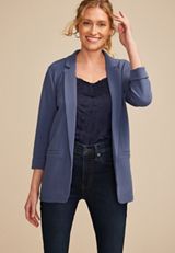 Versa 3/4 Sleeve Blazer, BLUE IRIS, small
