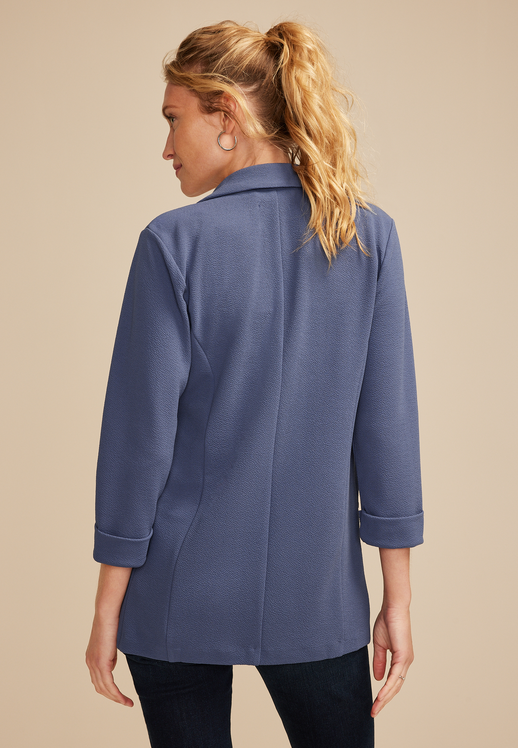 Versa 3/4 Sleeve Blazer, BLUE IRIS, large
