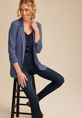 Versa 3/4 Sleeve Blazer, BLUE IRIS, small