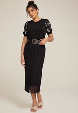 Floral Mesh Puff Sleeve Top, C1756, small