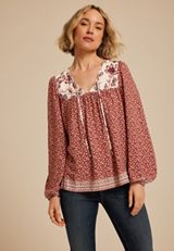 Mixed Floral Peasant Blouse, C8850, small