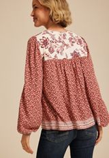 Mixed Floral Peasant Blouse, C8850, small