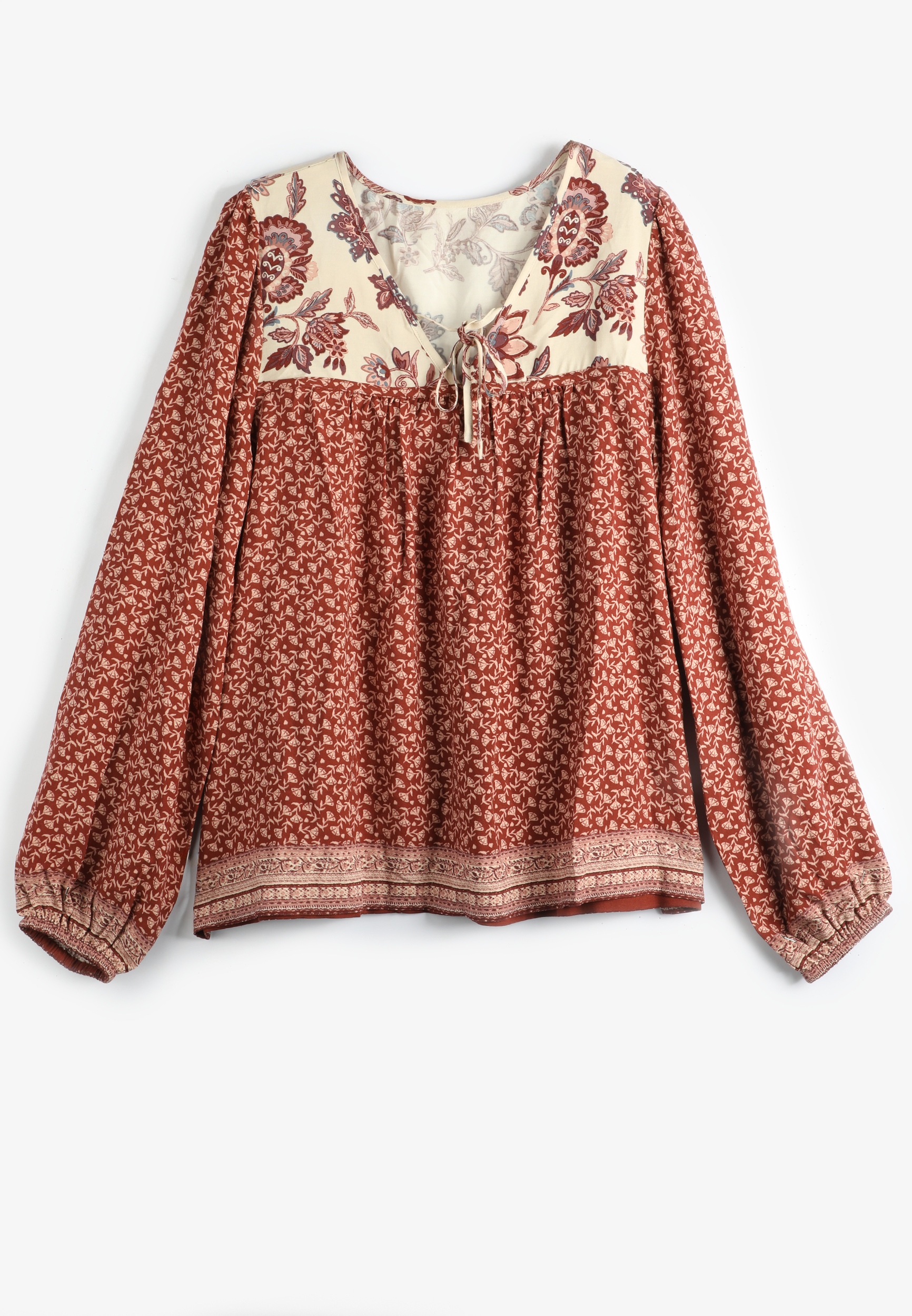 Mixed Floral Peasant Blouse, C8850, large