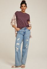 24/7 Dawson Solid Crew Neck Tee, PURPLE MOSS, small