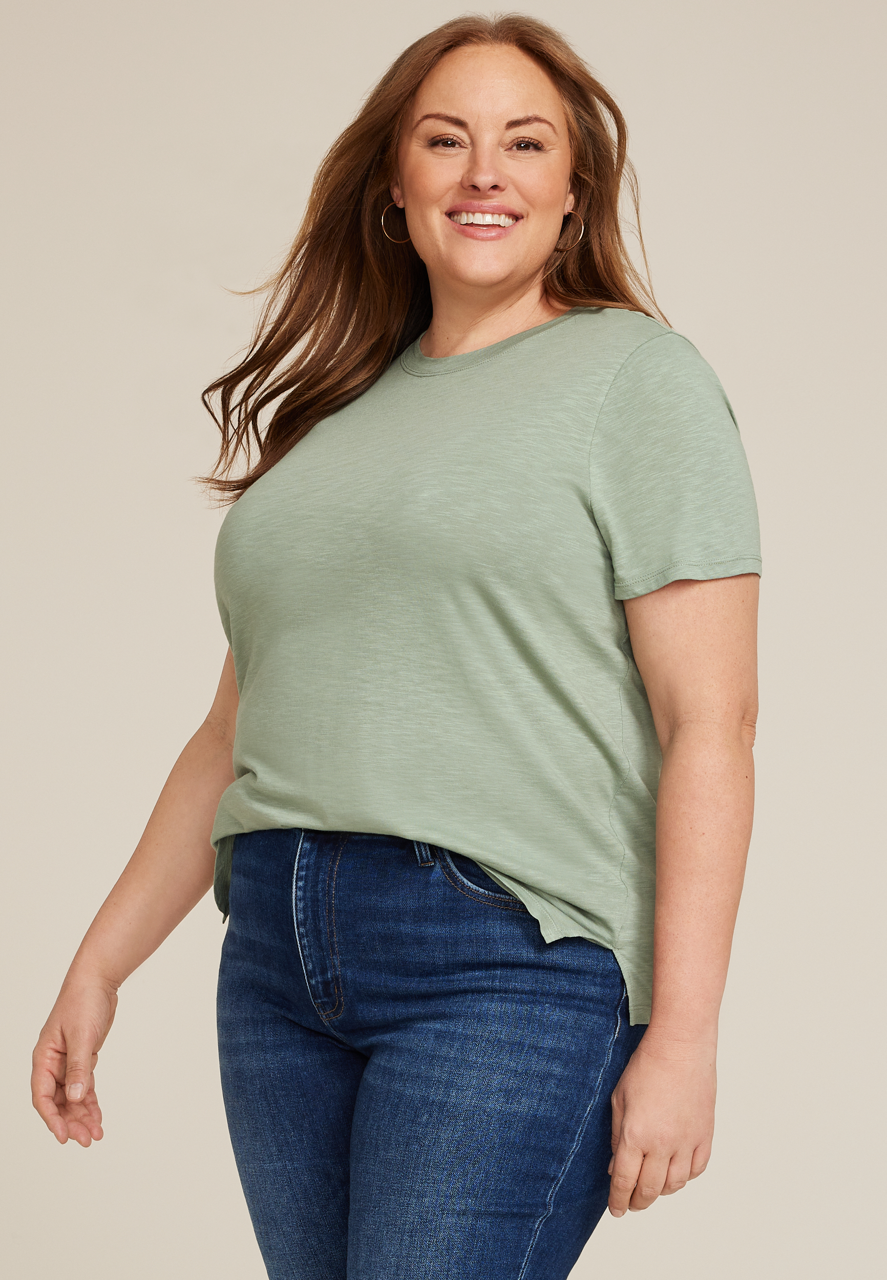 Plus Size 24/7 Dawson Solid Crew Neck Tee