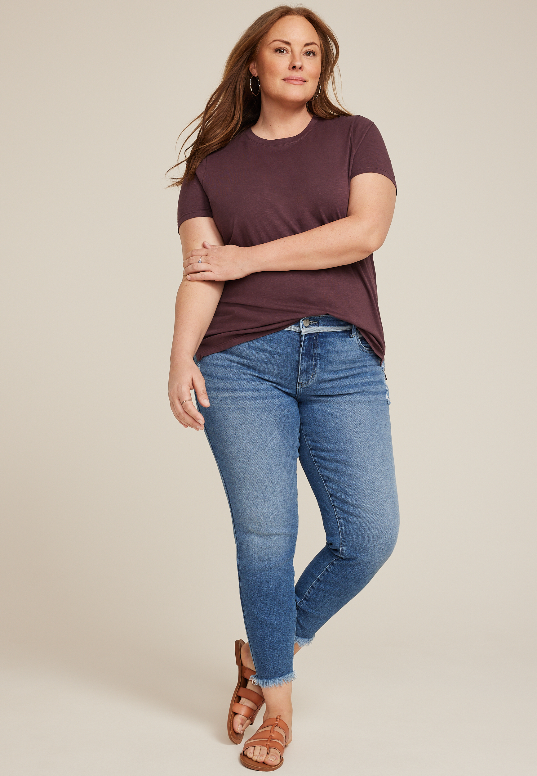 Plus Size 24/7 Dawson Solid Crew Neck Tee