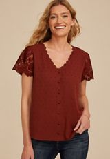 Clip Dot Lace Short Sleeve Blouse, C8065, small