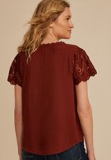 Clip Dot Lace Short Sleeve Blouse, C8065, small