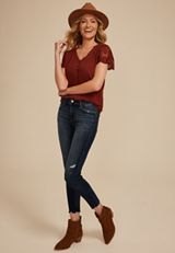 Clip Dot Lace Short Sleeve Blouse, C8065, small