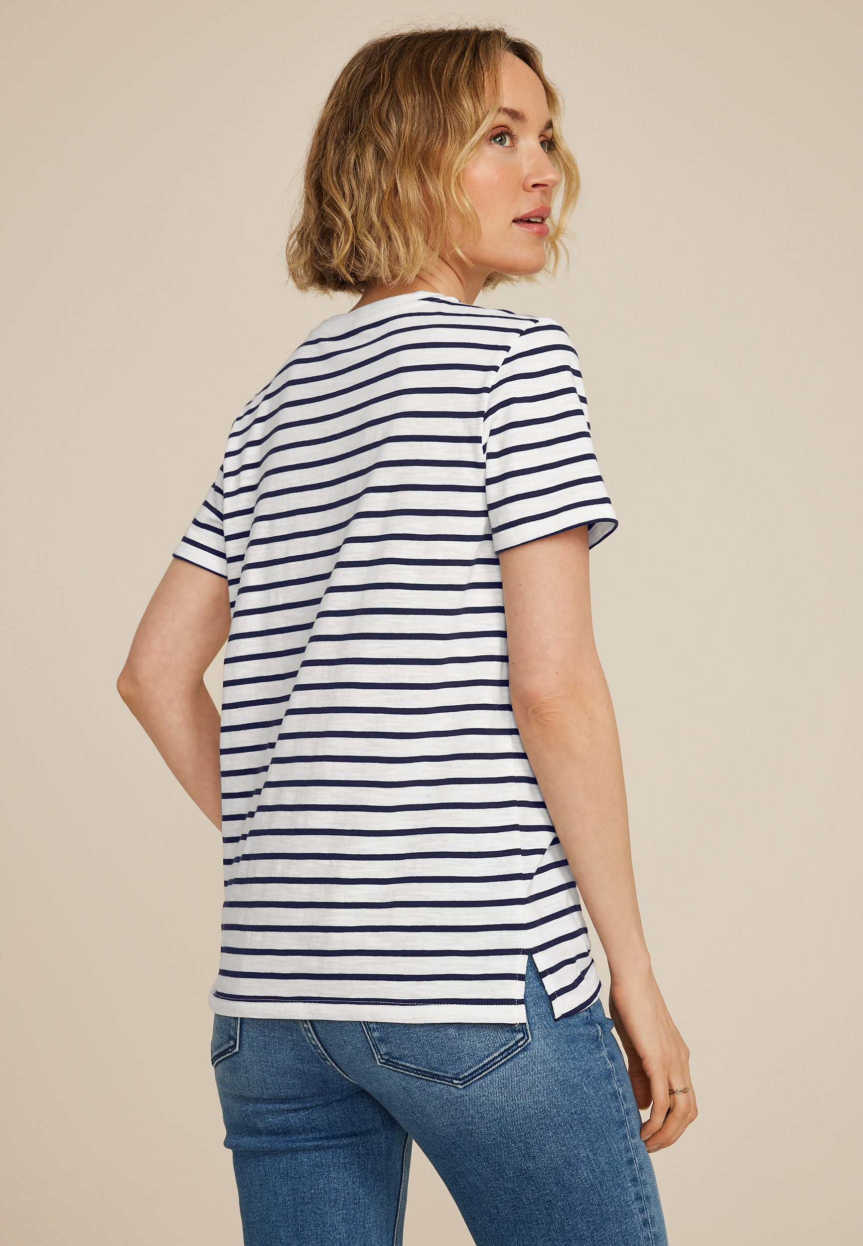 24/7 Dawson Striped Crew Neck Tee, BLUE JASMINE COMBO, large