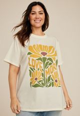 Plus Size Sunflower Love More Oversized Fit Graphic Tee, , small