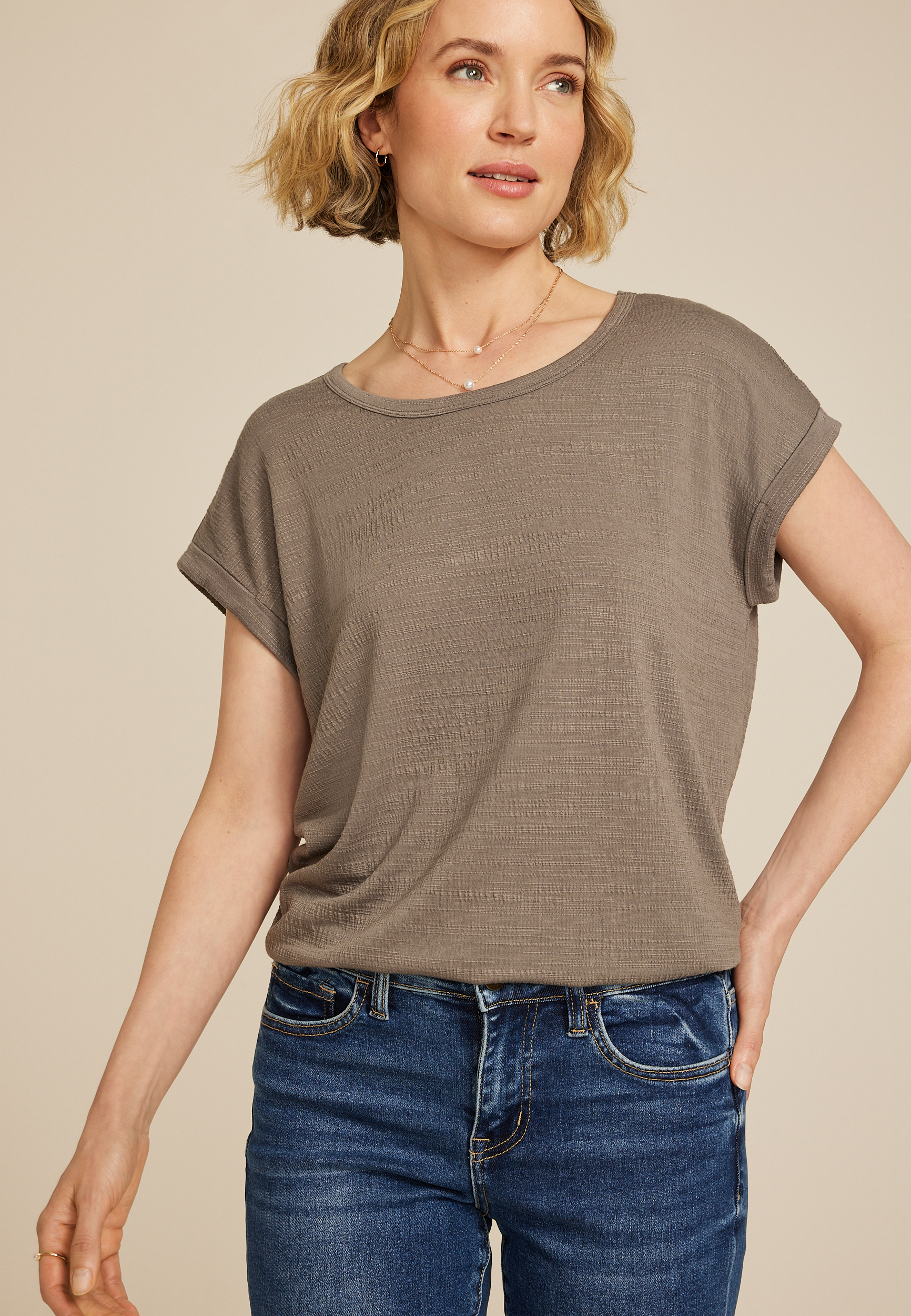 24/7 Clara Textured Short Sleeve Tee
