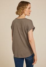 24/7 Clara Textured Short Sleeve Tee, OAK TAUPE, small