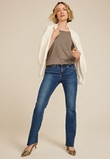24/7 Clara Textured Short Sleeve Tee, OAK TAUPE, small