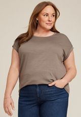 Plus Size 24/7 Clara Textured Short Sleeve Tee, C1915, small