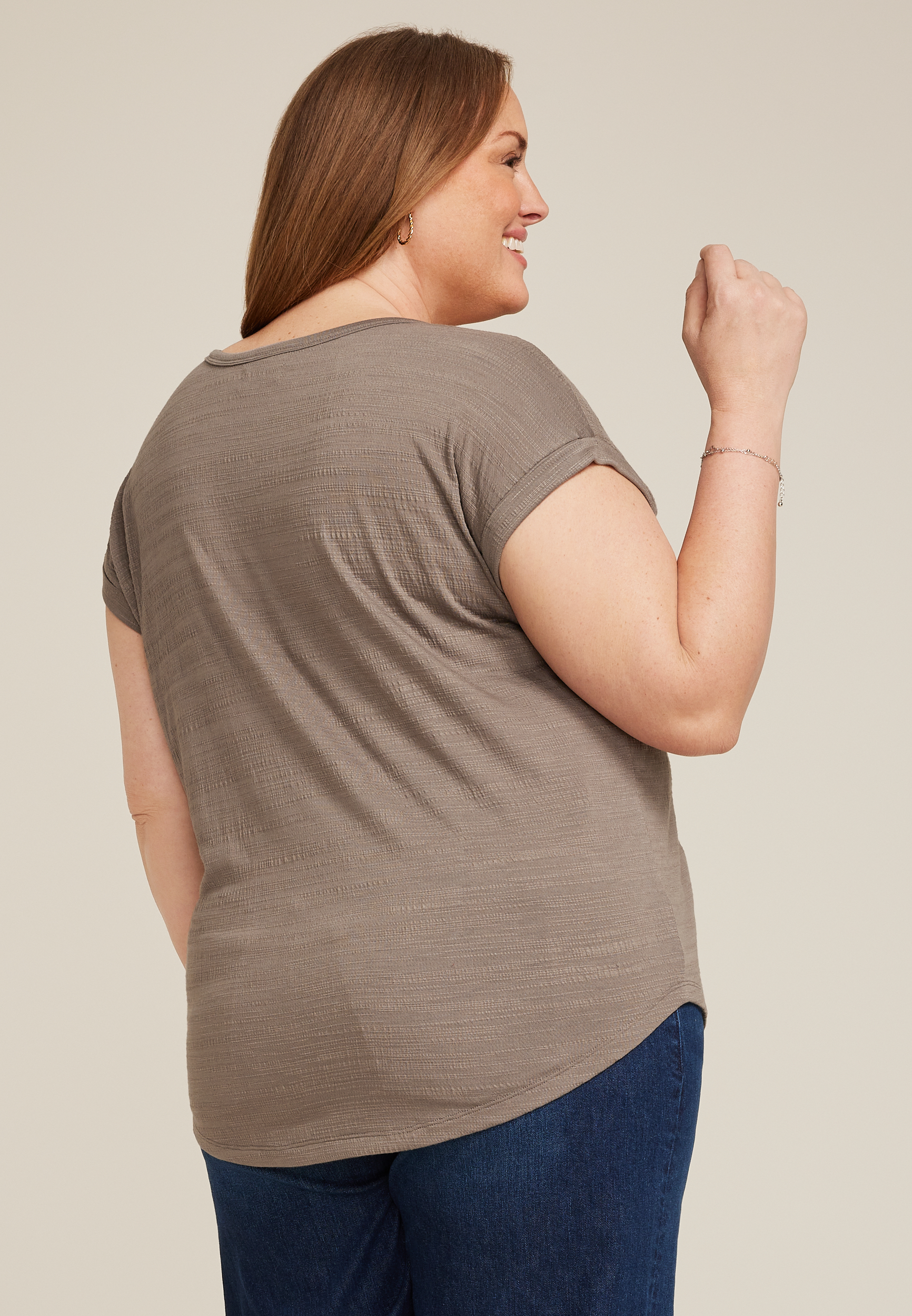 Plus Size 24/7 Clara Textured Short Sleeve Tee, C1915, large