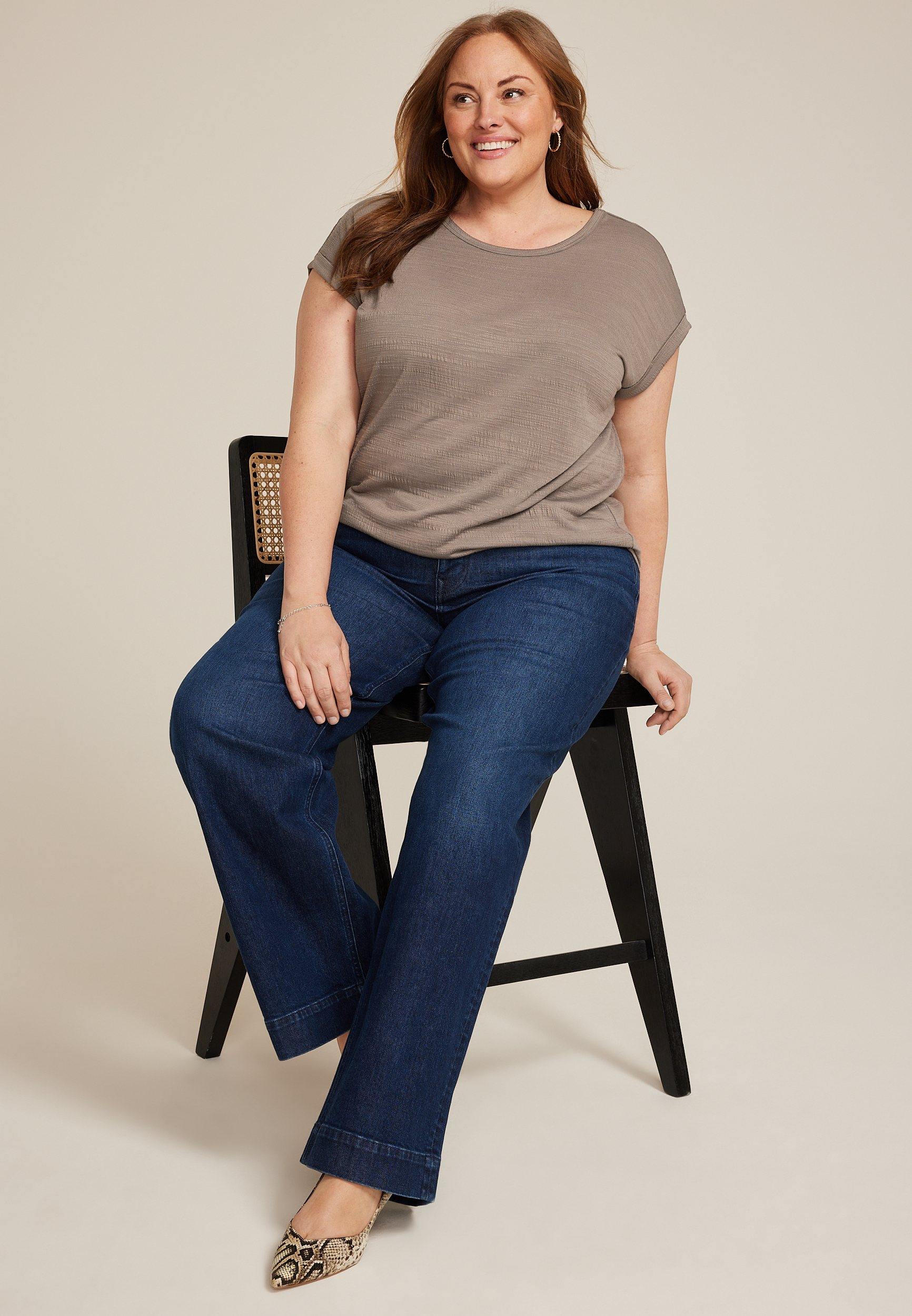 Plus Size 24/7 Clara Textured Short Sleeve Tee, C1915, large
