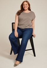 Plus Size 24/7 Clara Textured Short Sleeve Tee, C1915, small