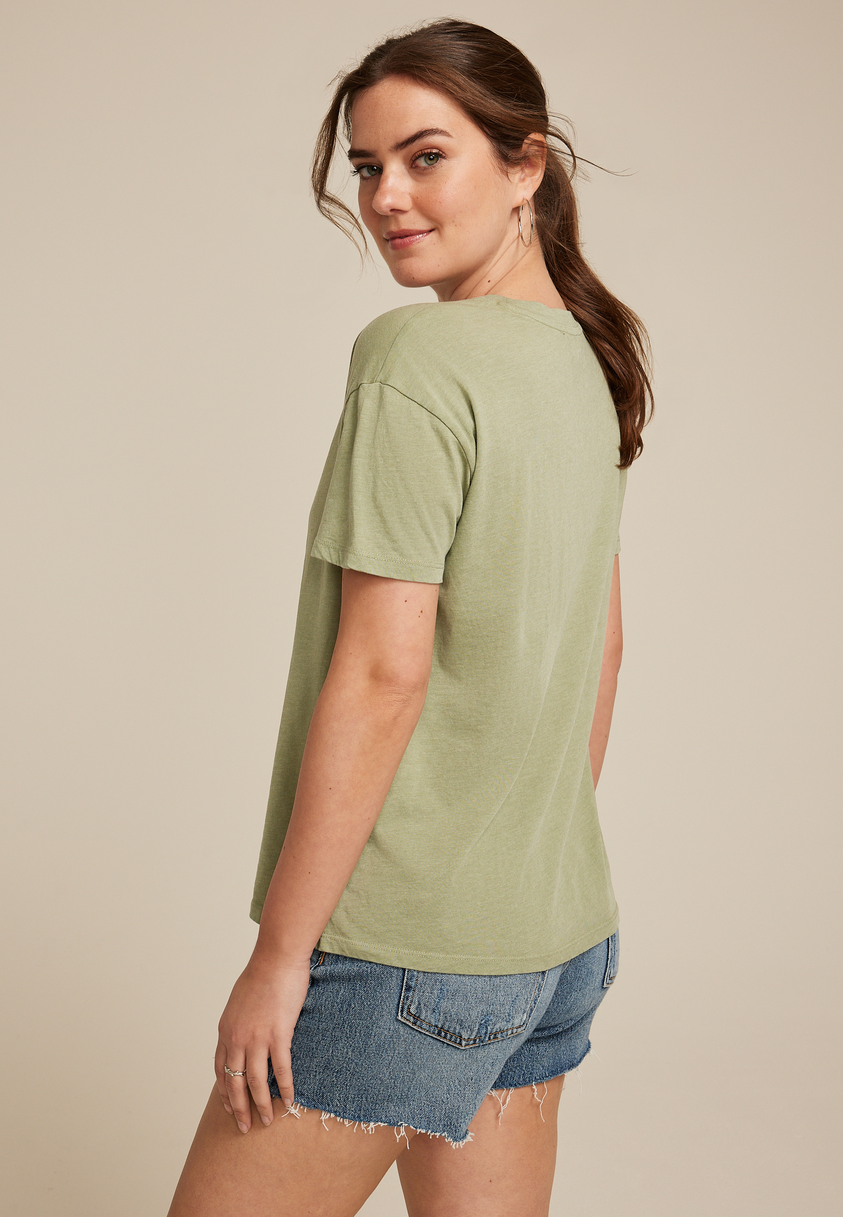 Patchwork Peace Sign Relaxed Fit Graphic Tee, C425, large