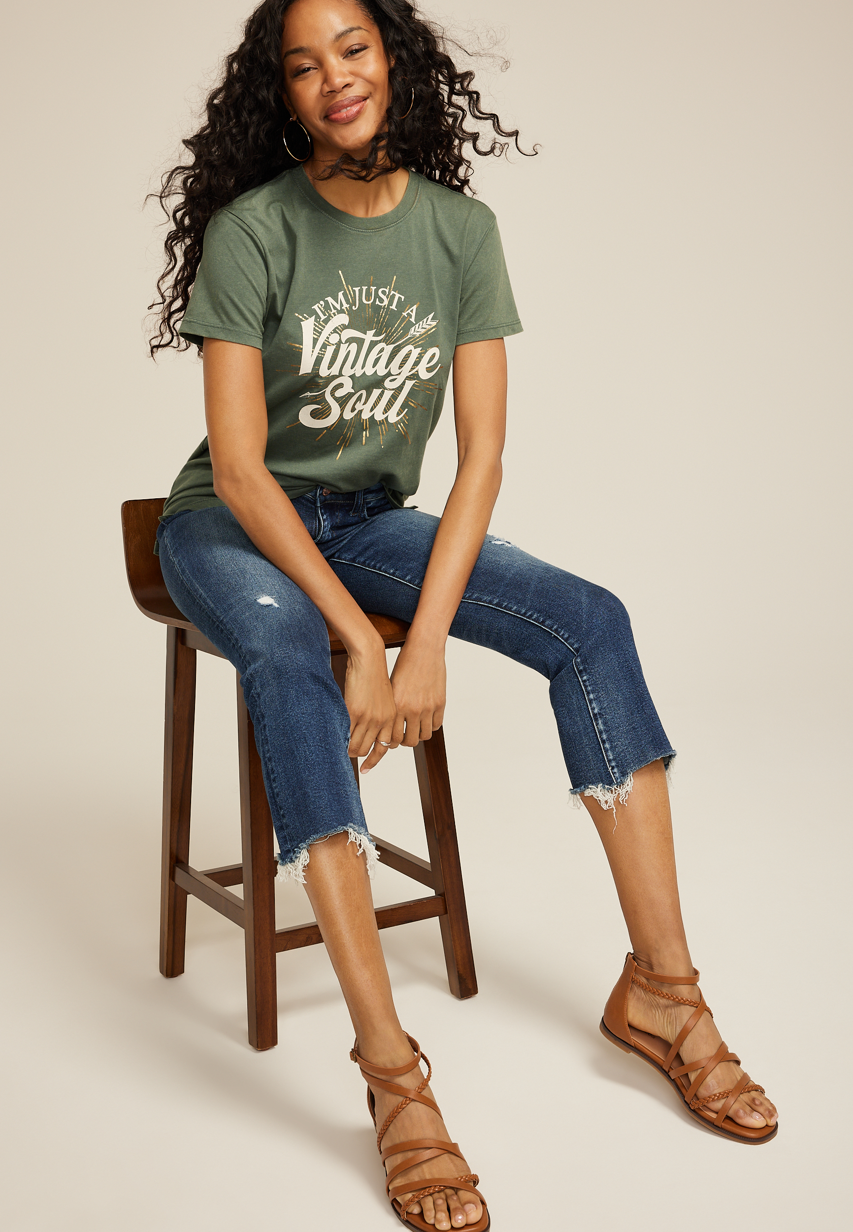 I Am Just A Vintage Soul Relaxed Fit Graphic Tee, C186, large