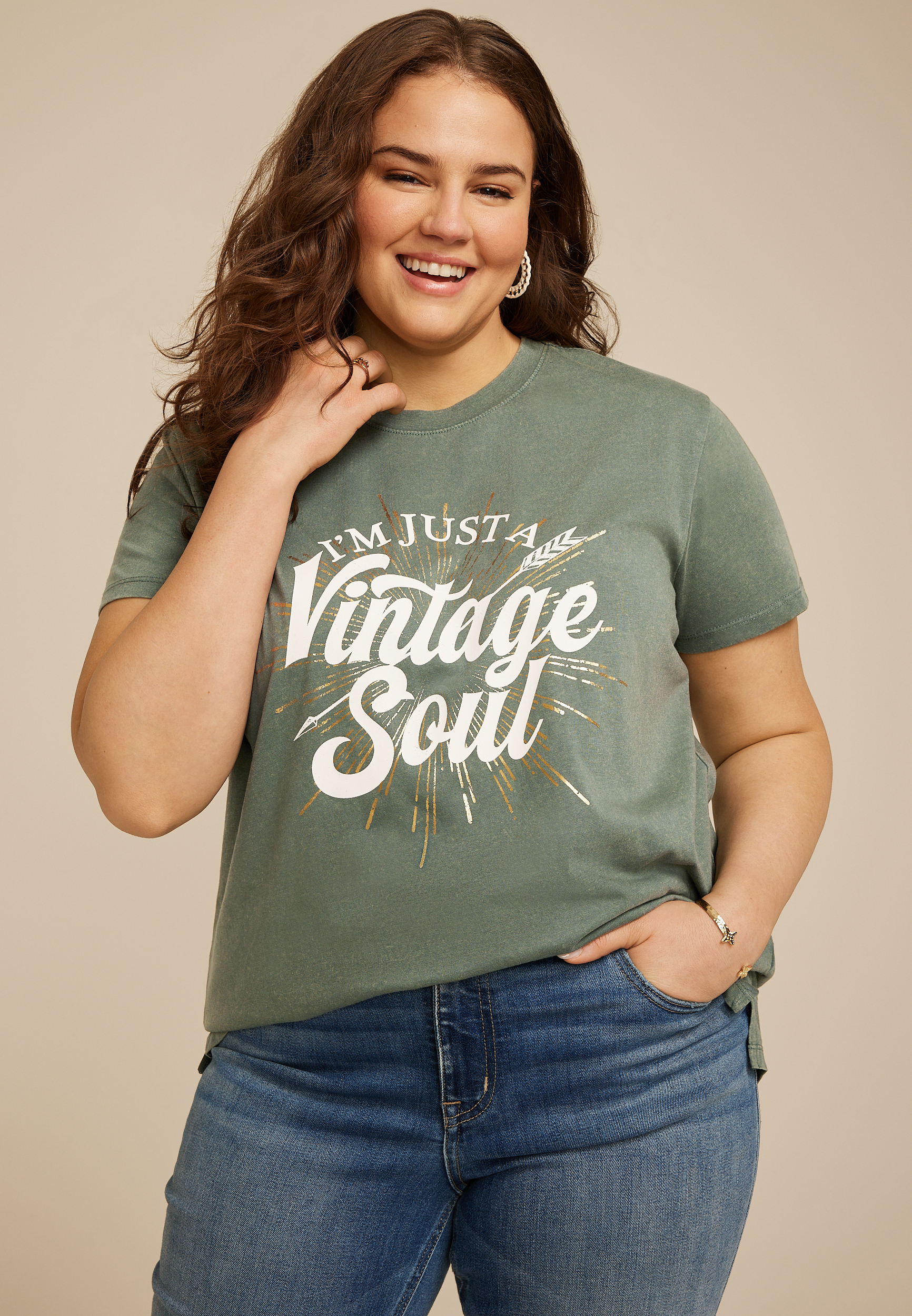 Plus Size I Am Just A Vintage Soul Relaxed Fit Graphic Tee
