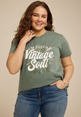 Plus Size I Am Just A Vintage Soul Relaxed Fit Graphic Tee, C186, small