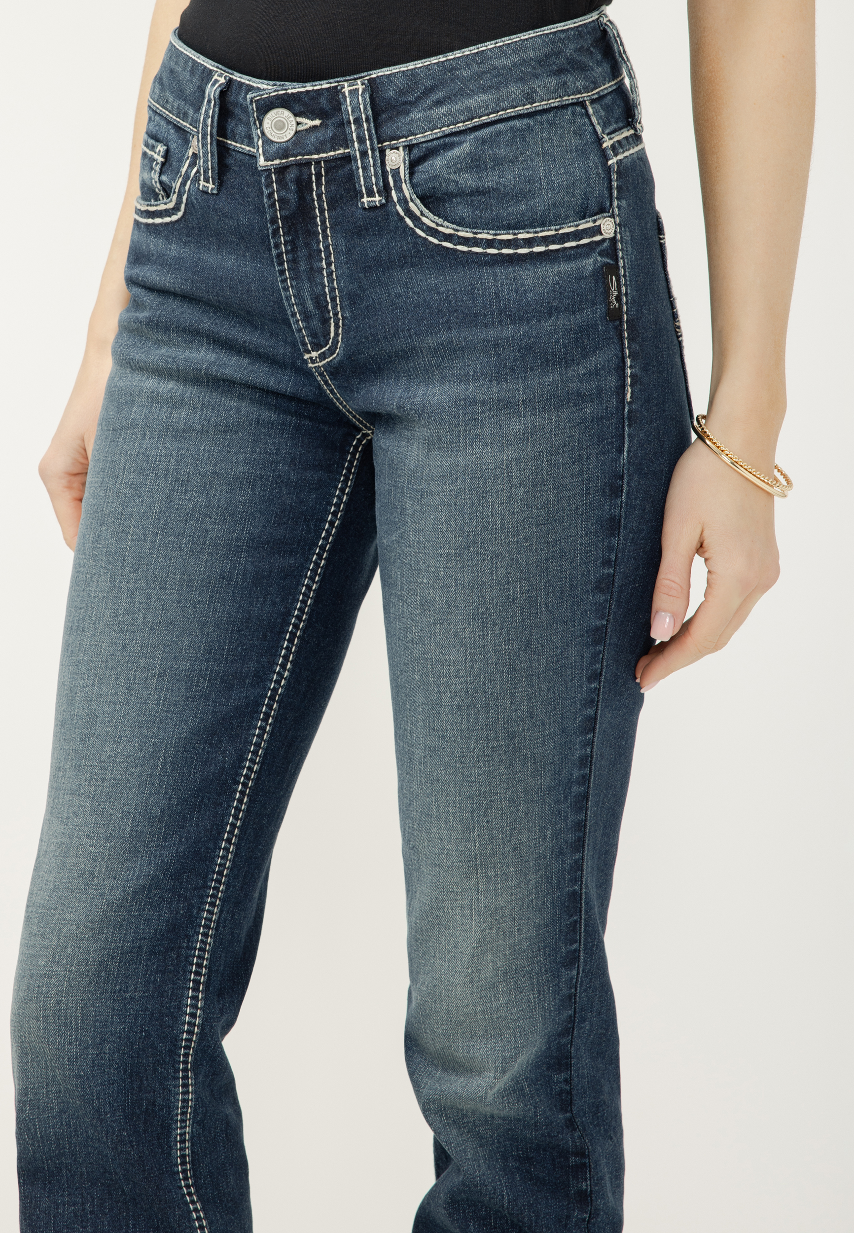 Silver Jeans Co.&reg; Suki Curvy Mid Rise Vintage Thick Stitch Slim Boot, C258, large