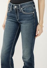 Silver Jeans Co.&reg; Suki Curvy Mid Rise Vintage Thick Stitch Slim Boot, C258, small
