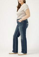 Plus Size Silver Jeans Co.&reg; Suki Curvy Mid Rise Vintage Thick Stitch Slim Boot, C258, small